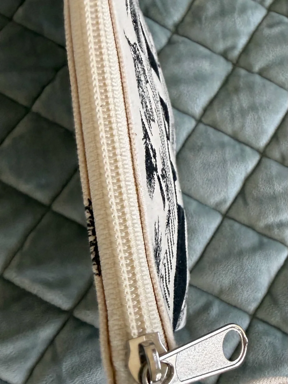 Milano Black & Cream Botanical Canvas Cosmetic Pouch
